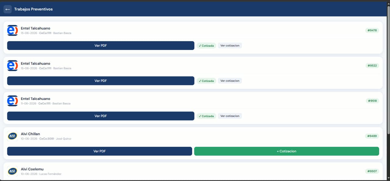 EMVAL — sistema de órdenes de trabajo y cotizaciones
